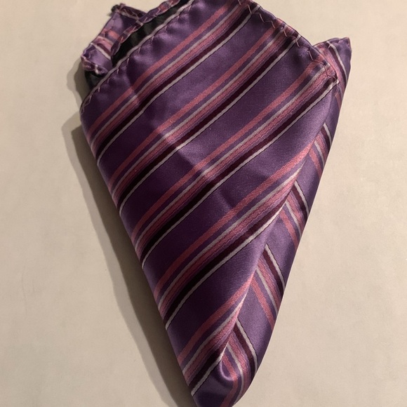 Rucci Chillino Italy Purple strip tie / hanky set - Picture 3 of 4